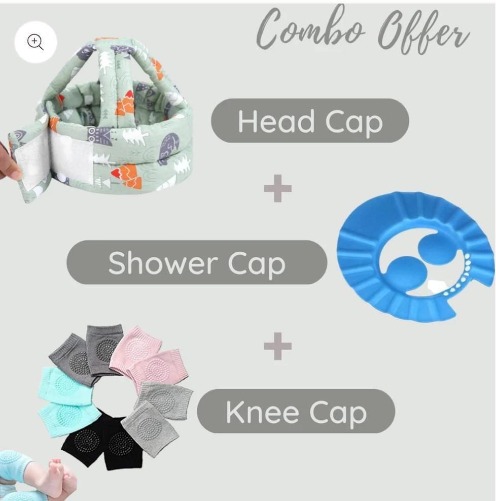 Combo of Head Cap Shower Cap, Knee Cap